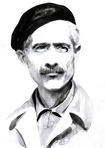 نقاشی چهره استاد جلال آل احمد سبک آبرنگ