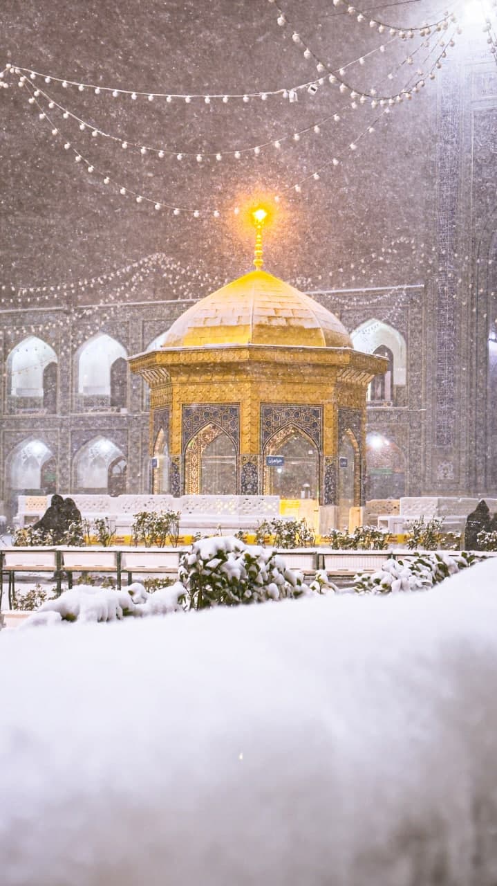 تصویر باکیفیت از بارش برف در حرم رضوی