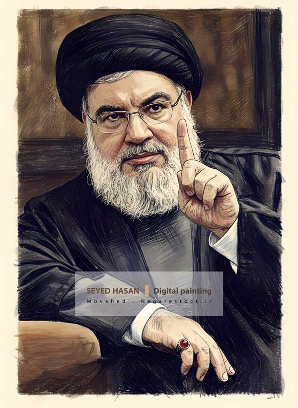 نقاشی چهره شهید سید حسن نصرالله