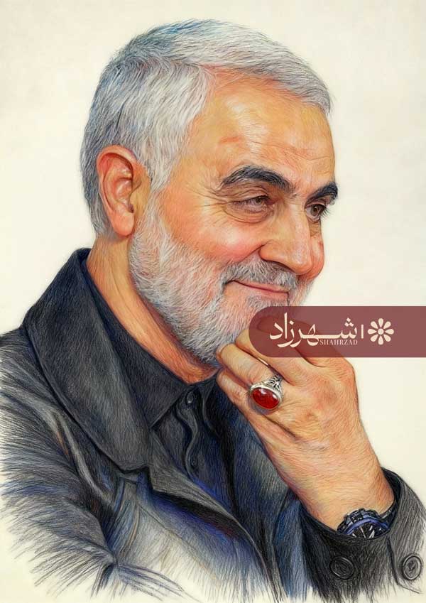 نقاشی دیجیتالی چهره شهید حاج قاسم سلیمانی