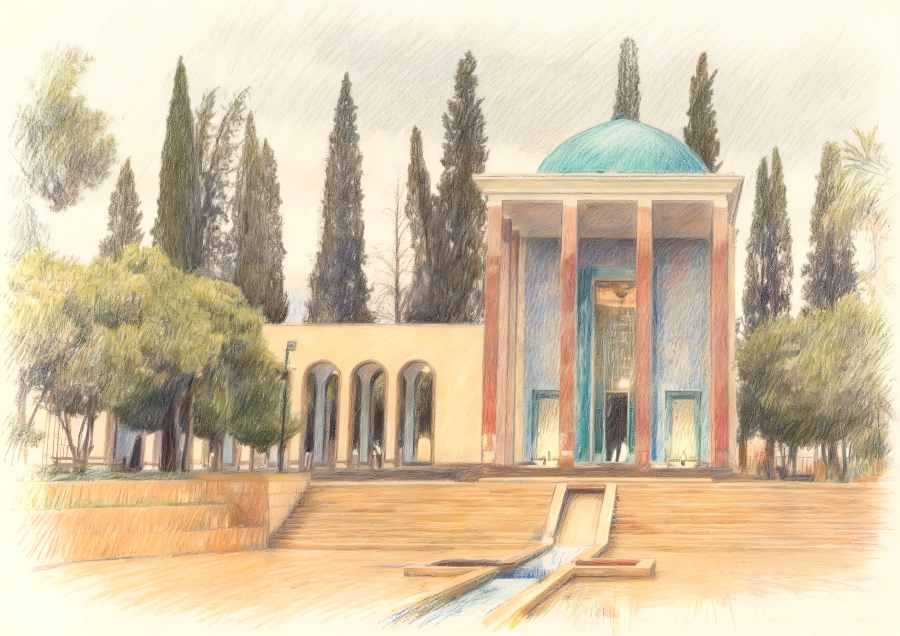 نقاشی آرامگاه جناب سعدی