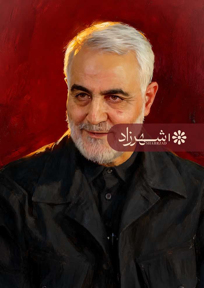 نقاشی چهره شهید حاج قاسم سلیمانی