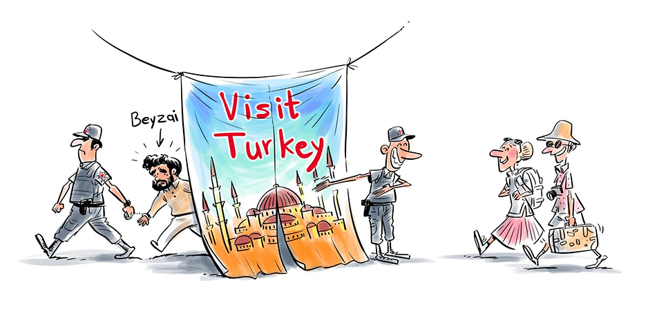 تصویرسازی اسارت  احمد بیضایی در زندان های کشور ترکیه