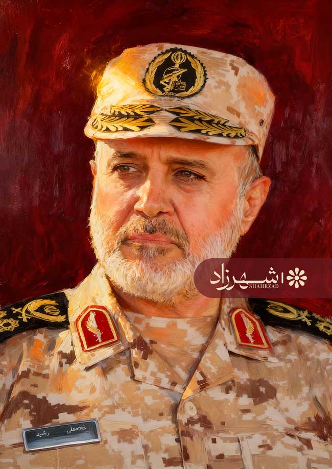 نقاشی چهره شهید سردار غلامعلی رشید