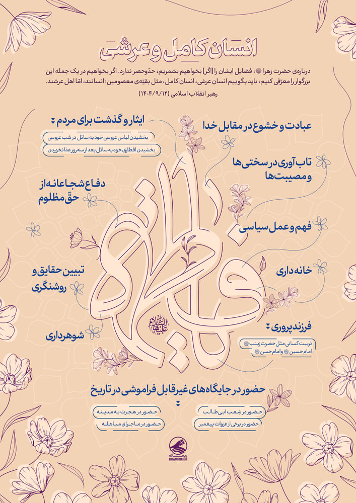 اینفوگرافی خصوصیات حضرت زهرا ( انسان کامل و عرشی )