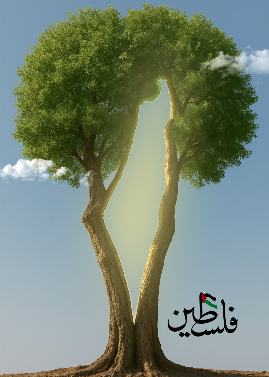پوستر لایه باز درخت و نقشه فلسطین
