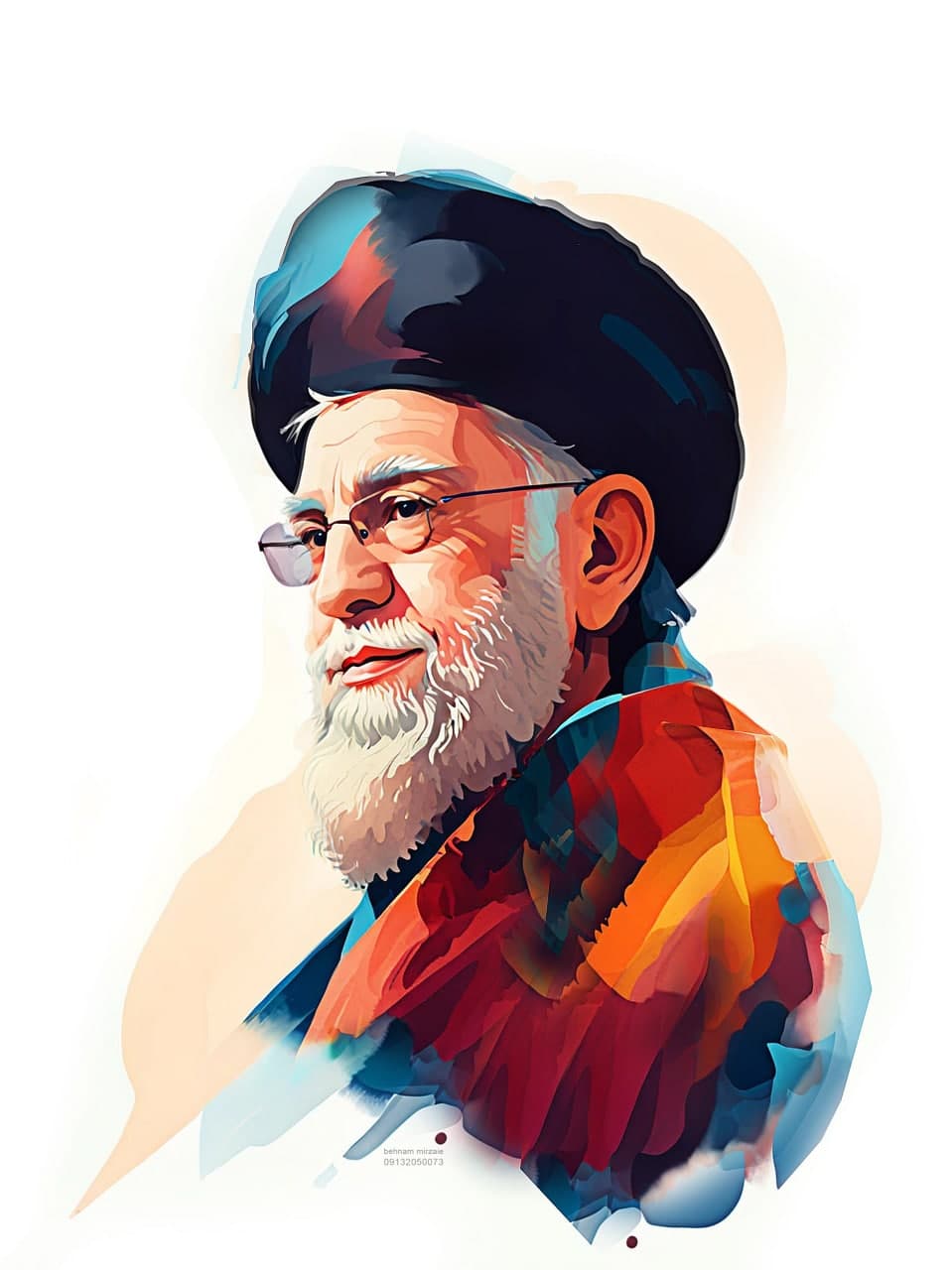 نقاشی چهره مقام معظم رهبری