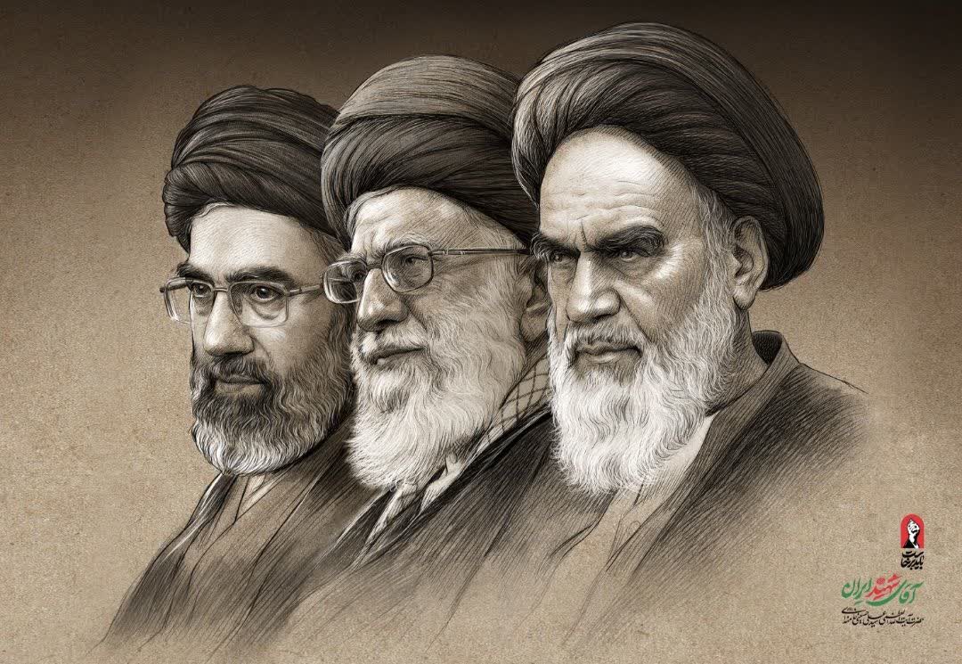 پوستر امام راحل و رهبر شهید انقلاب و آیت الله سید مجتبی حسینی خامنه ای