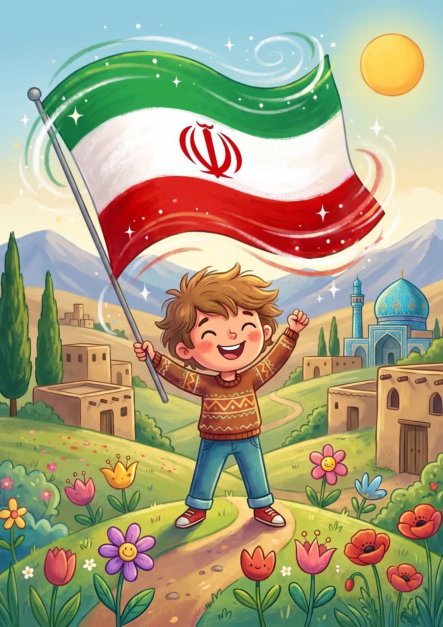 تصویرسازی کودک پرچم گردان