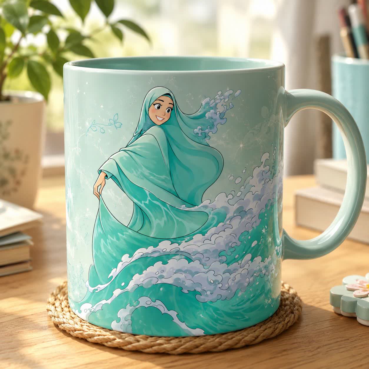 تصویرسازی دختر دریا مناسب جلد دفاتر ایرانی اسلامی