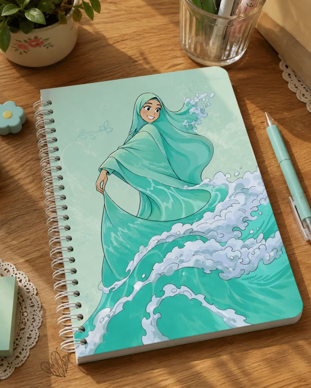 تصویرسازی دختر دریا مناسب جلد دفاتر ایرانی اسلامی