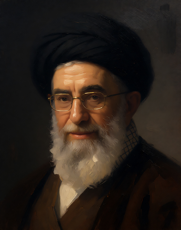تصویر با کیفیت رنگ روغن از پرتره رهبر شهید