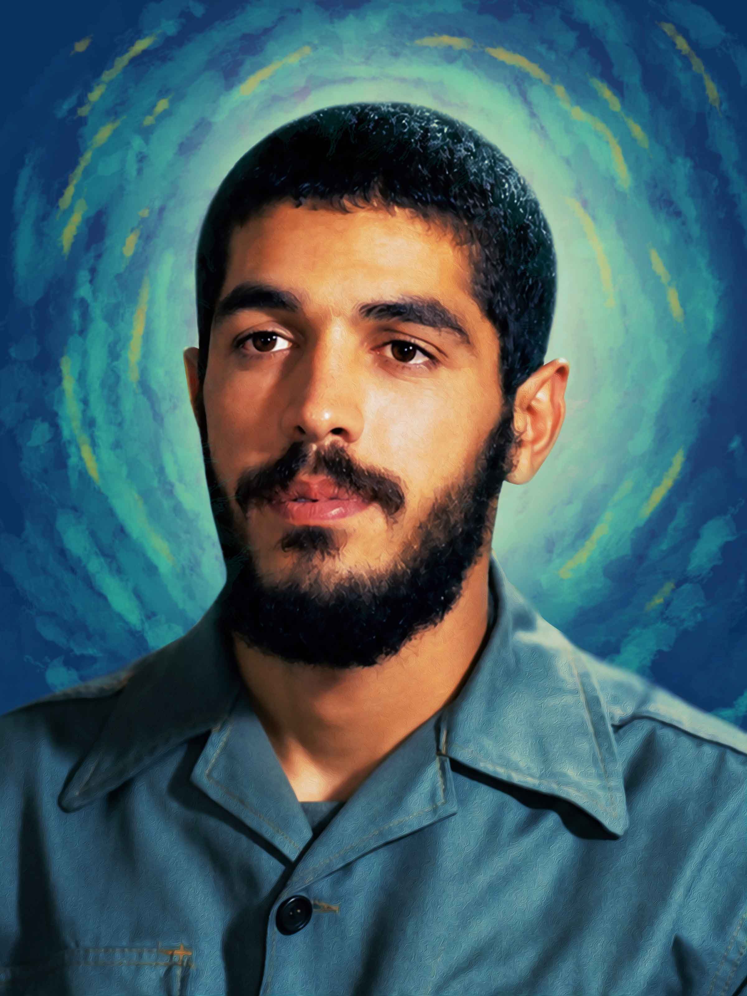 پرتره هنری شهید ابراهیم هادی - نقاشی دیجیتال با هاله نور