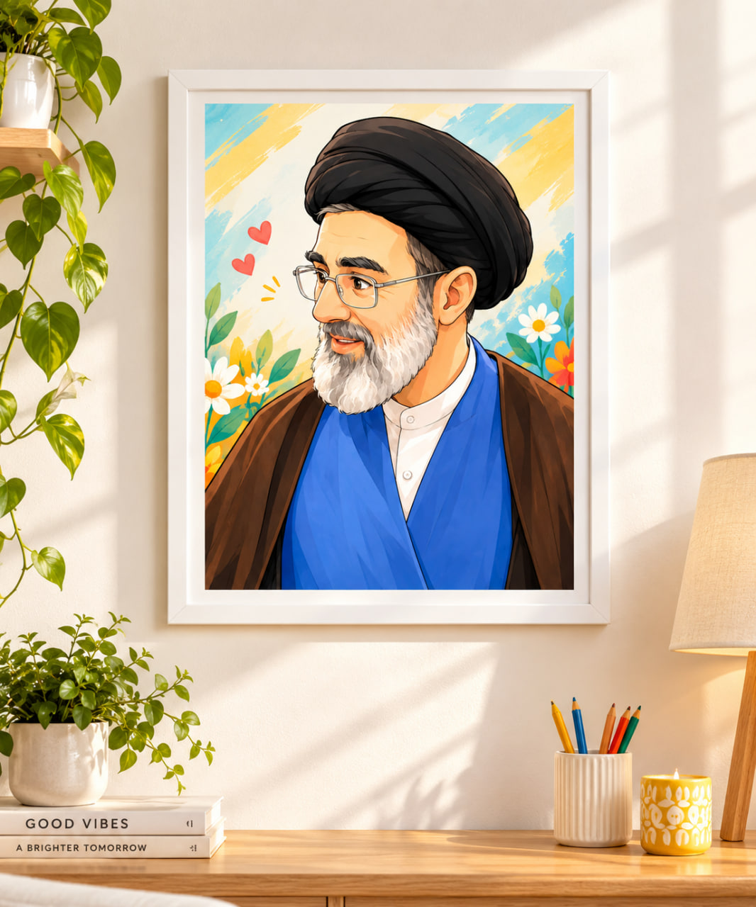 طرح کارتونی و رنگ آمیزی رهبر معظم انقلاب ، آیت الله سید مجتبی خامنه ای