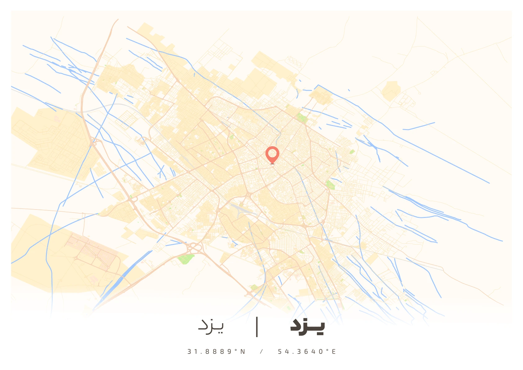 وکتور نقشه یزد (لایت)