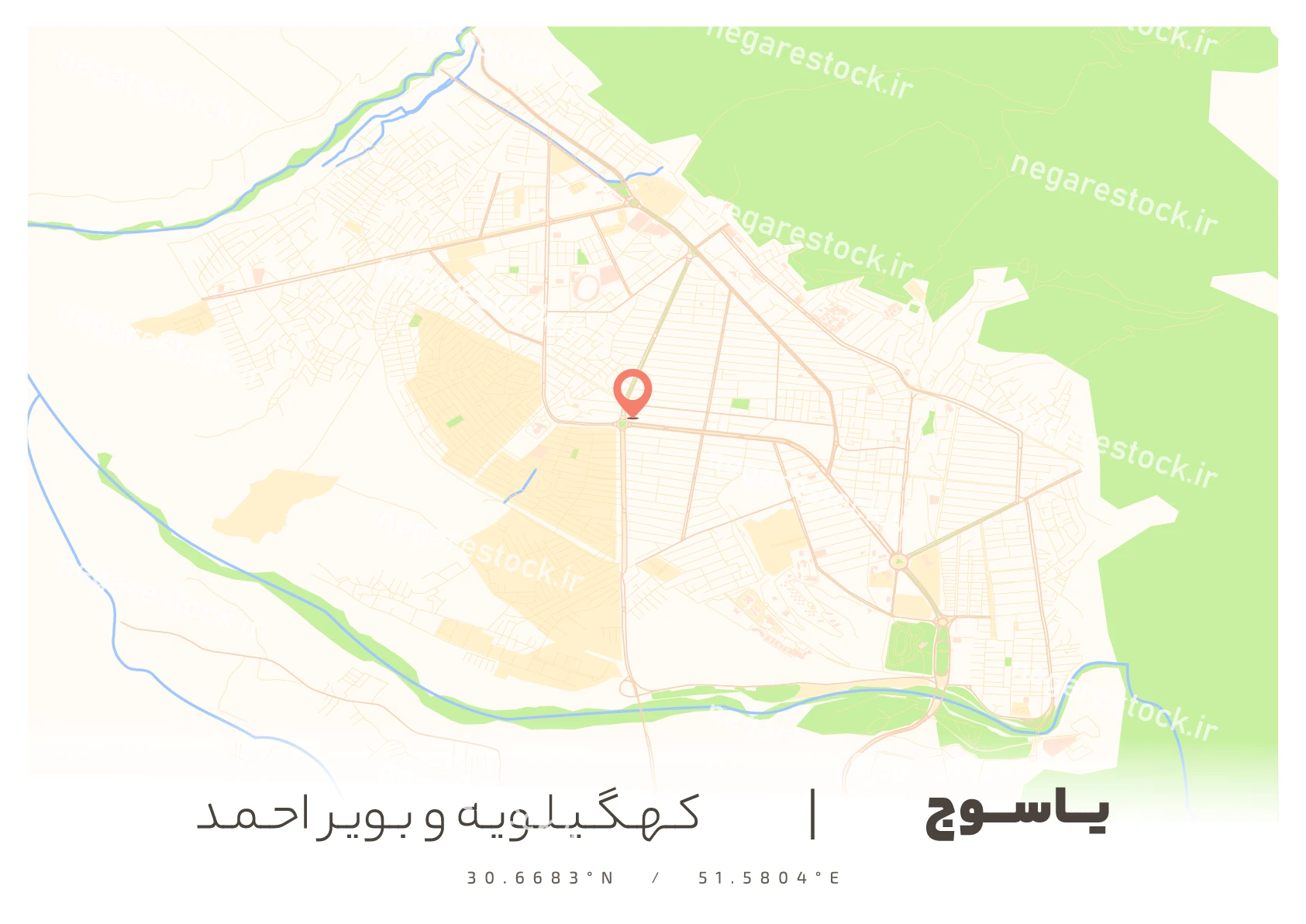 وکتور نقشه یاسوج (لایت)