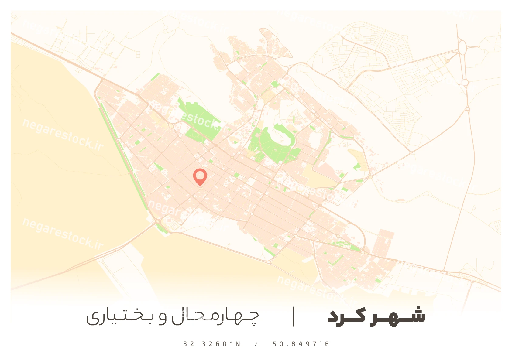 وکتور نقشه شهرکرد (لایت)