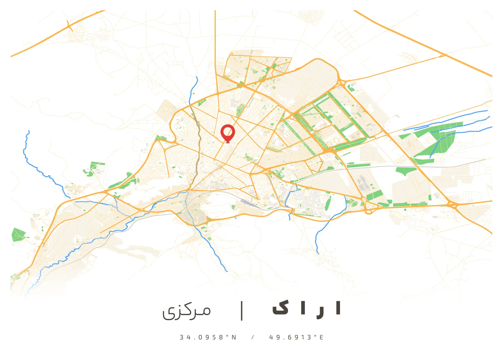 وکتور نقشه اراک (رنگی)