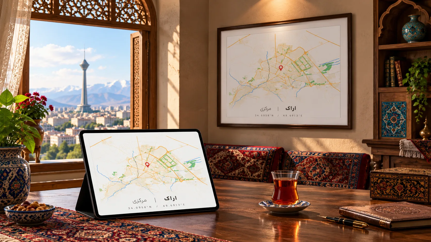 وکتور نقشه اراک (رنگی)