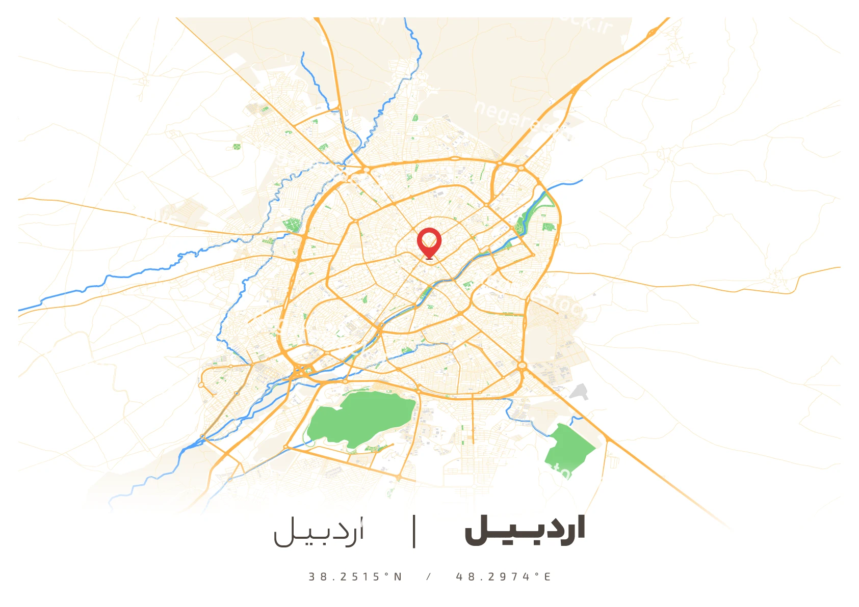 وکتور نقشه اردبیل (رنگی)