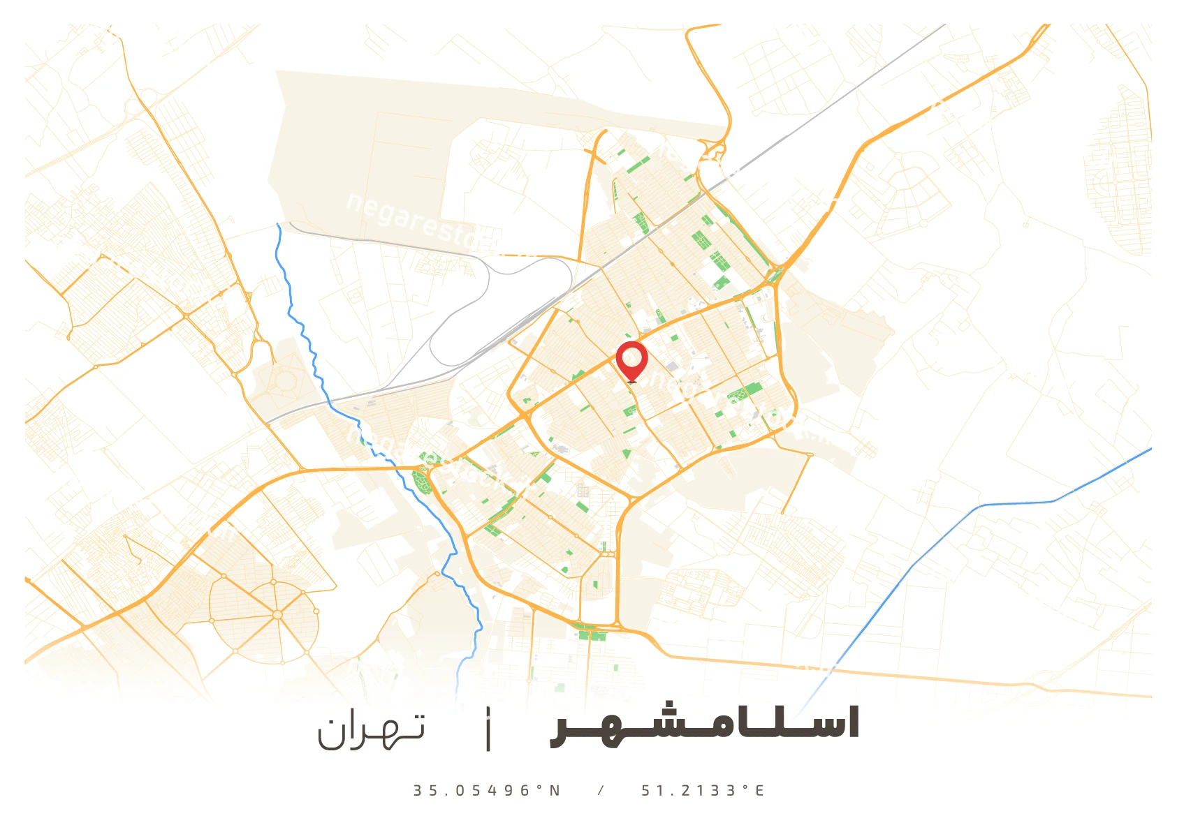 وکتور نقشه اسلامشهر (رنگی)