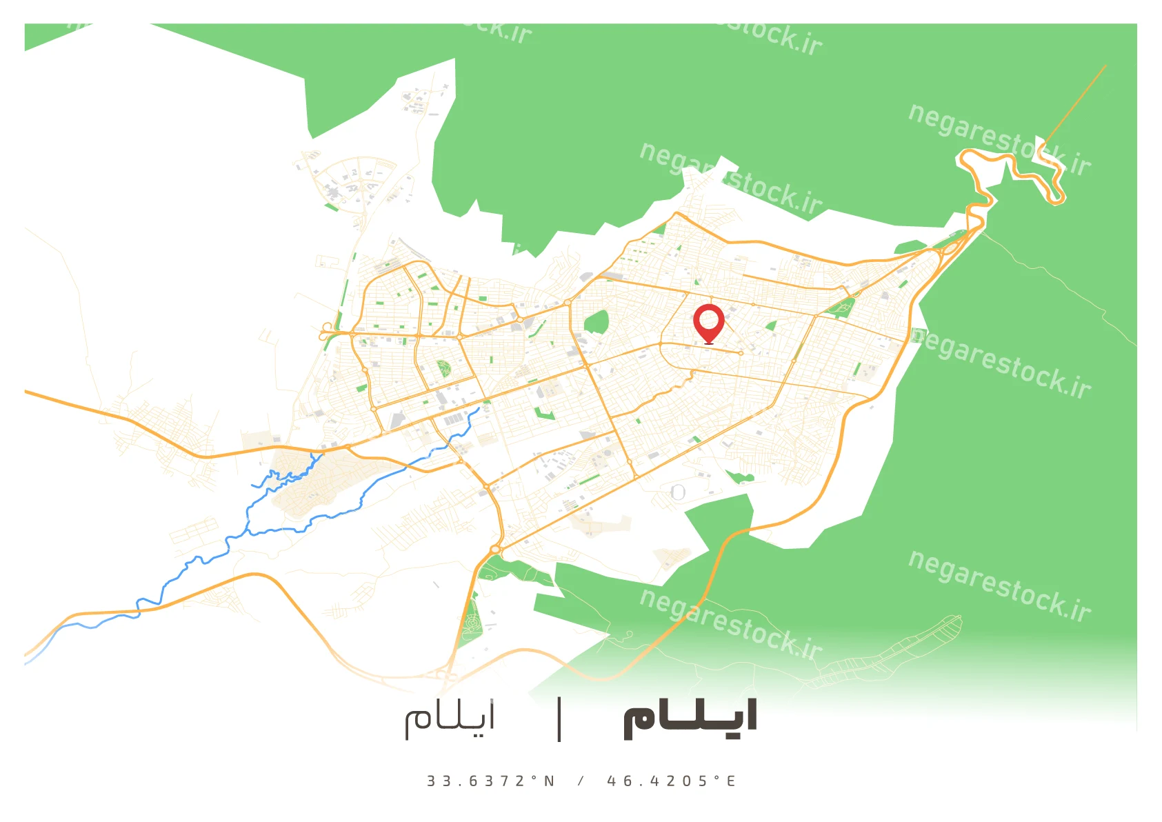 وکتور نقشه ایلام (رنگی)