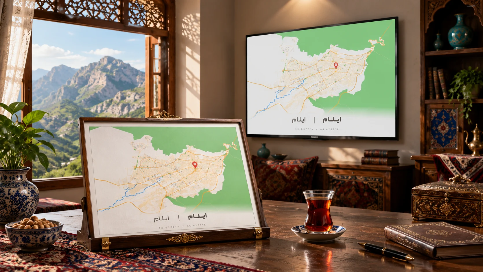 وکتور نقشه ایلام (رنگی)