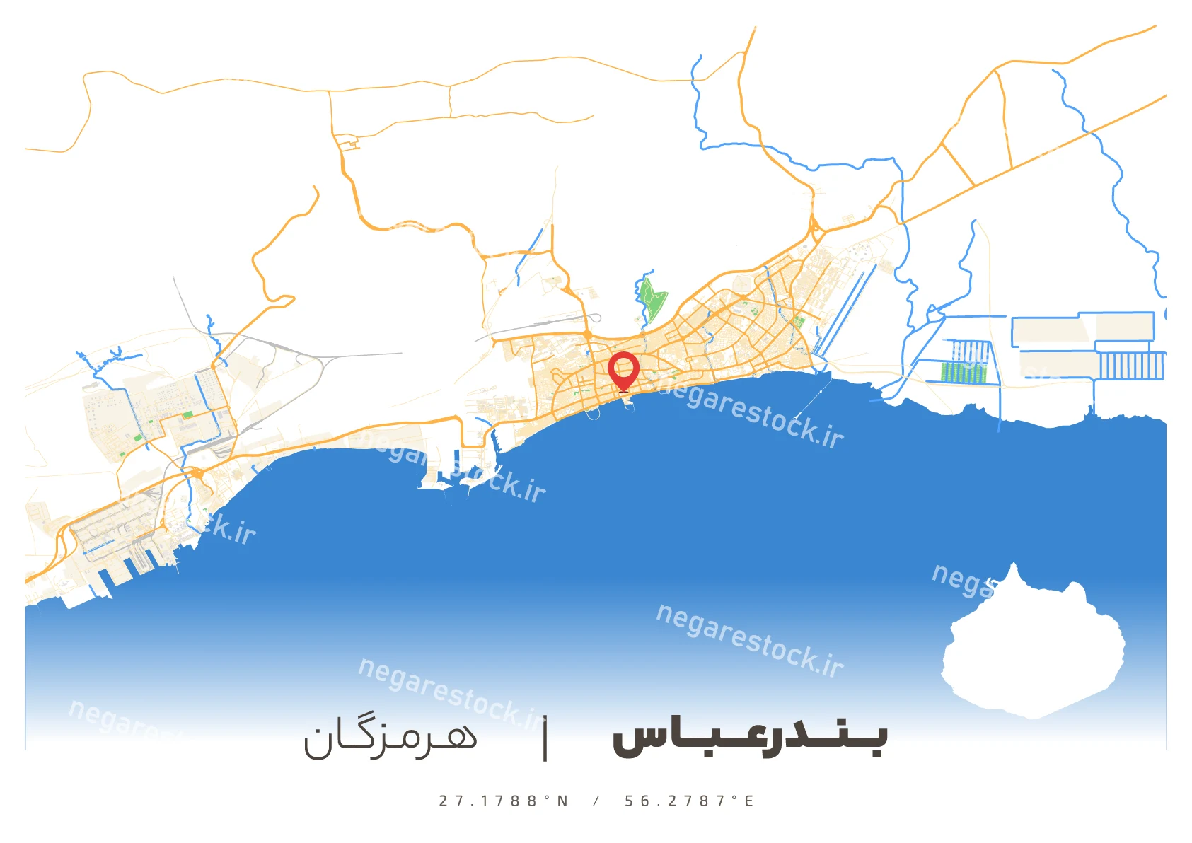 وکتور نقشه بندرعباس (رنگی)