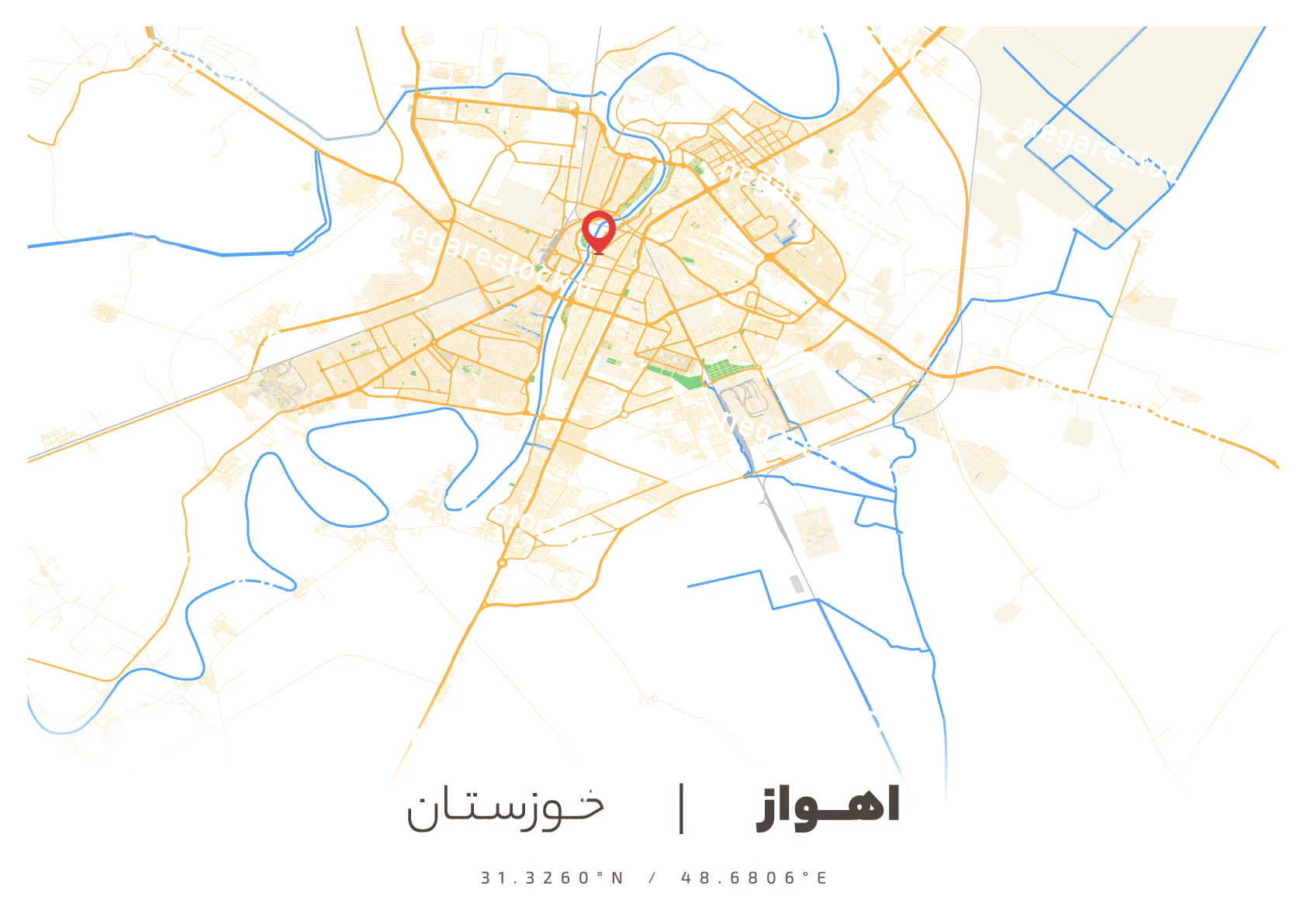 وکتور نقشه اهواز (رنگی)