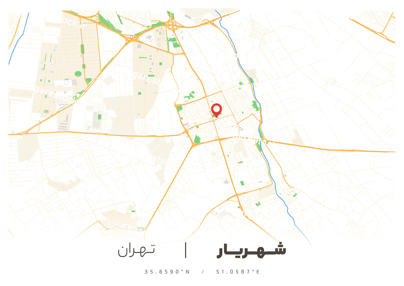 وکتور نقشه شهریار (رنگی)