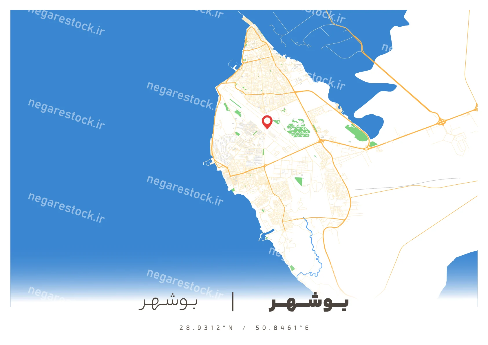 وکتور نقشه بوشهر (رنگی)