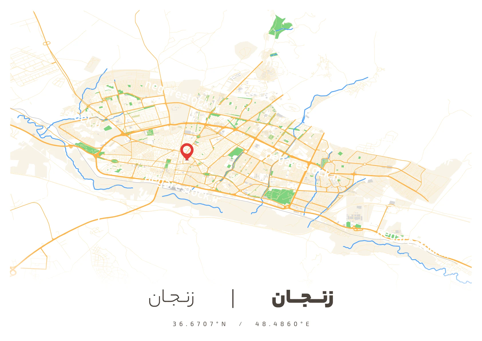وکتور نقشه زنجان (رنگی)