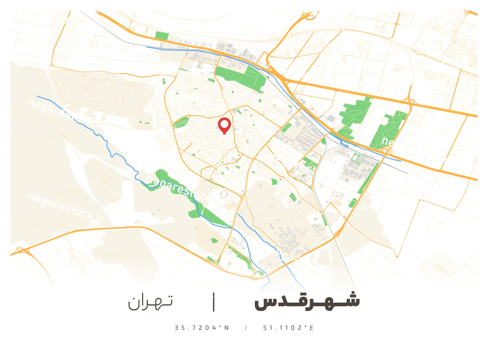 وکتور نقشه شهرقدس(رنگی)