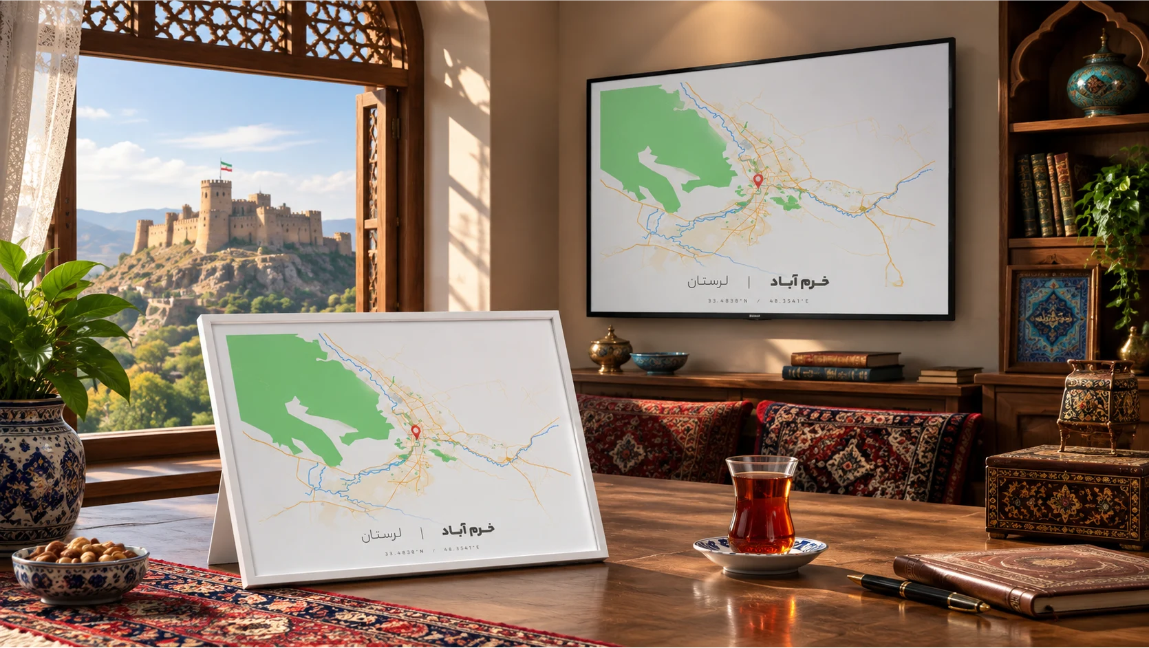 وکتور نقشه خرم آباد (رنگی)