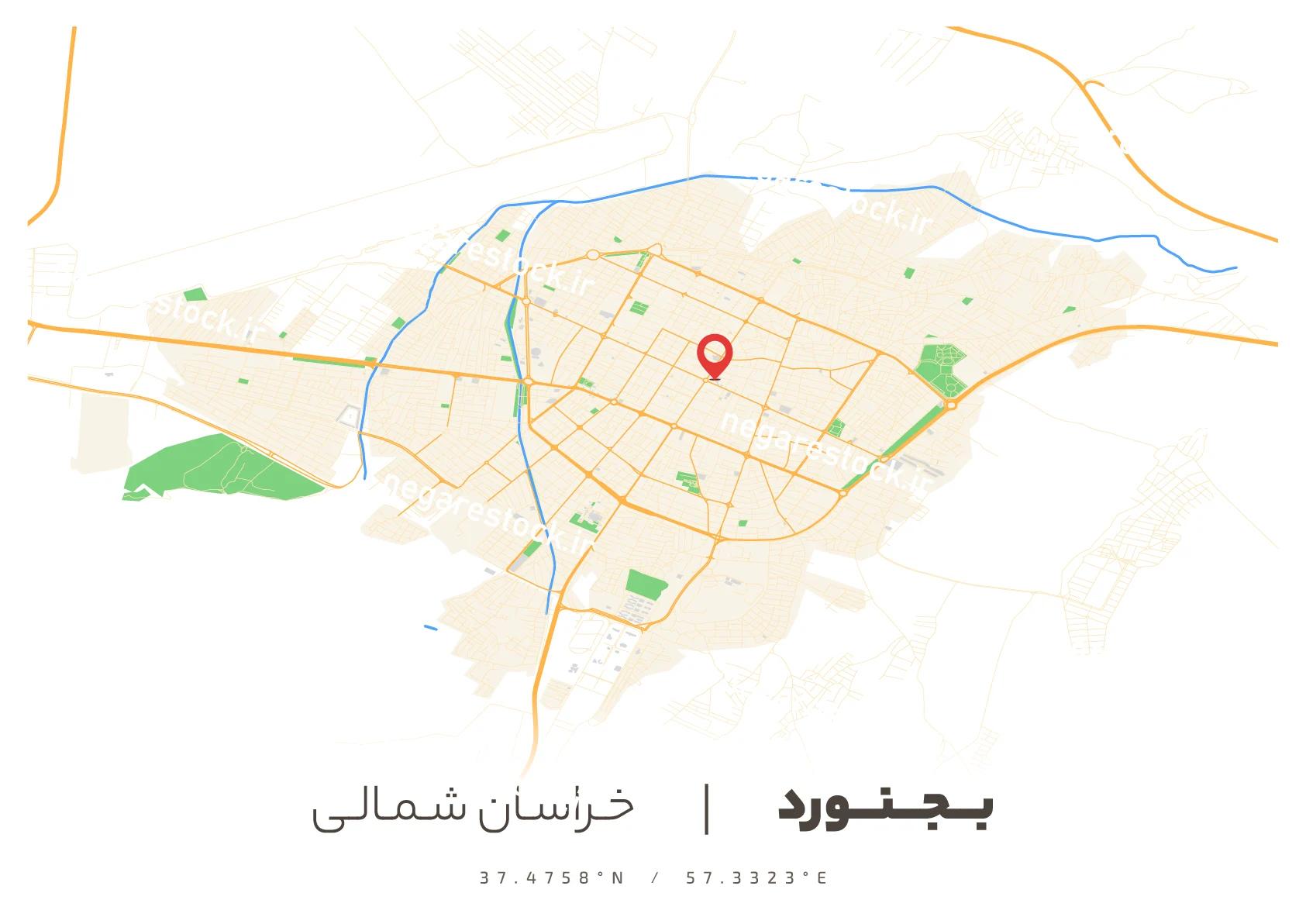 وکتور نقشه بجنورد (رنگی)