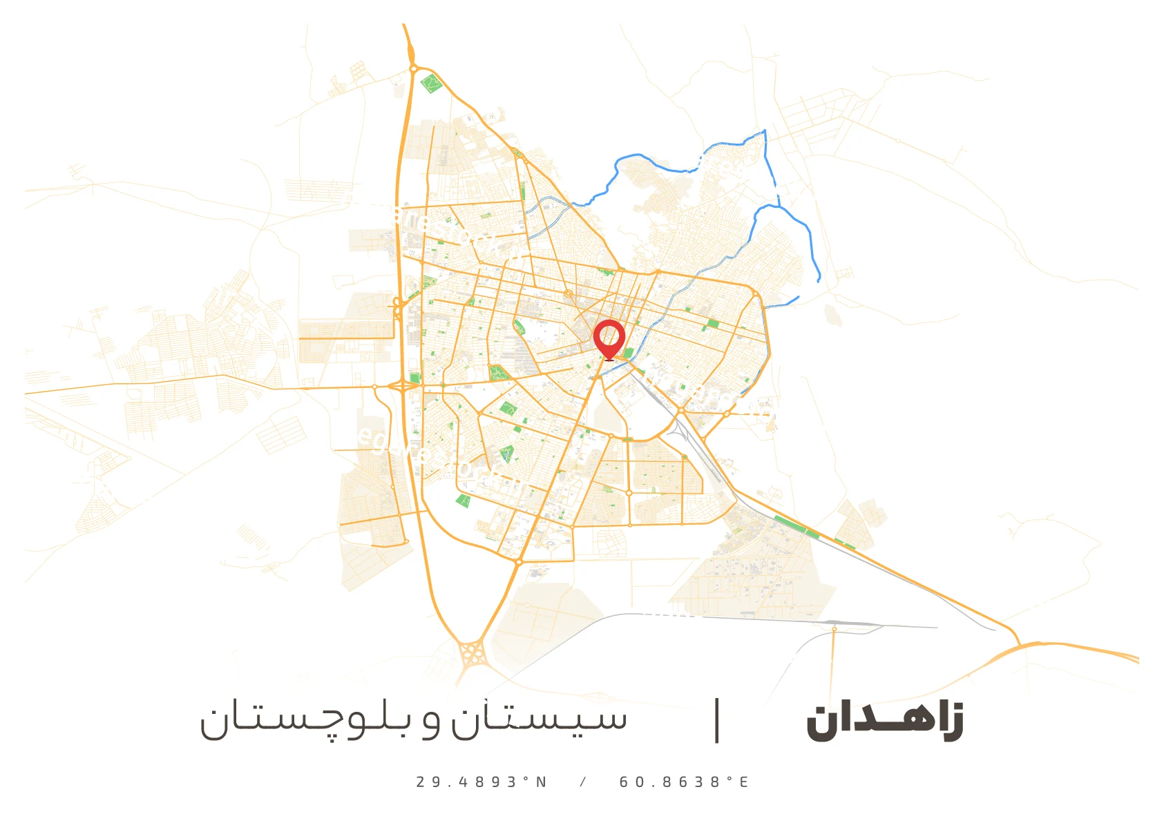 وکتور نقشه زاهدان (رنگی)