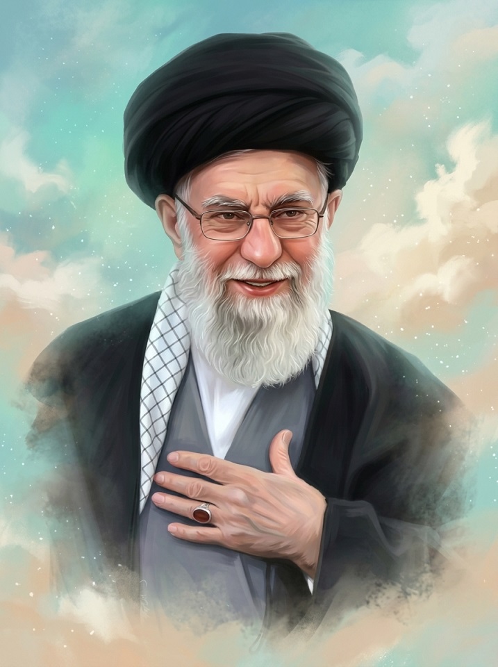 نقاشی دیجیتال از تمثال امام شهید سیدعلی خامنه‌ای