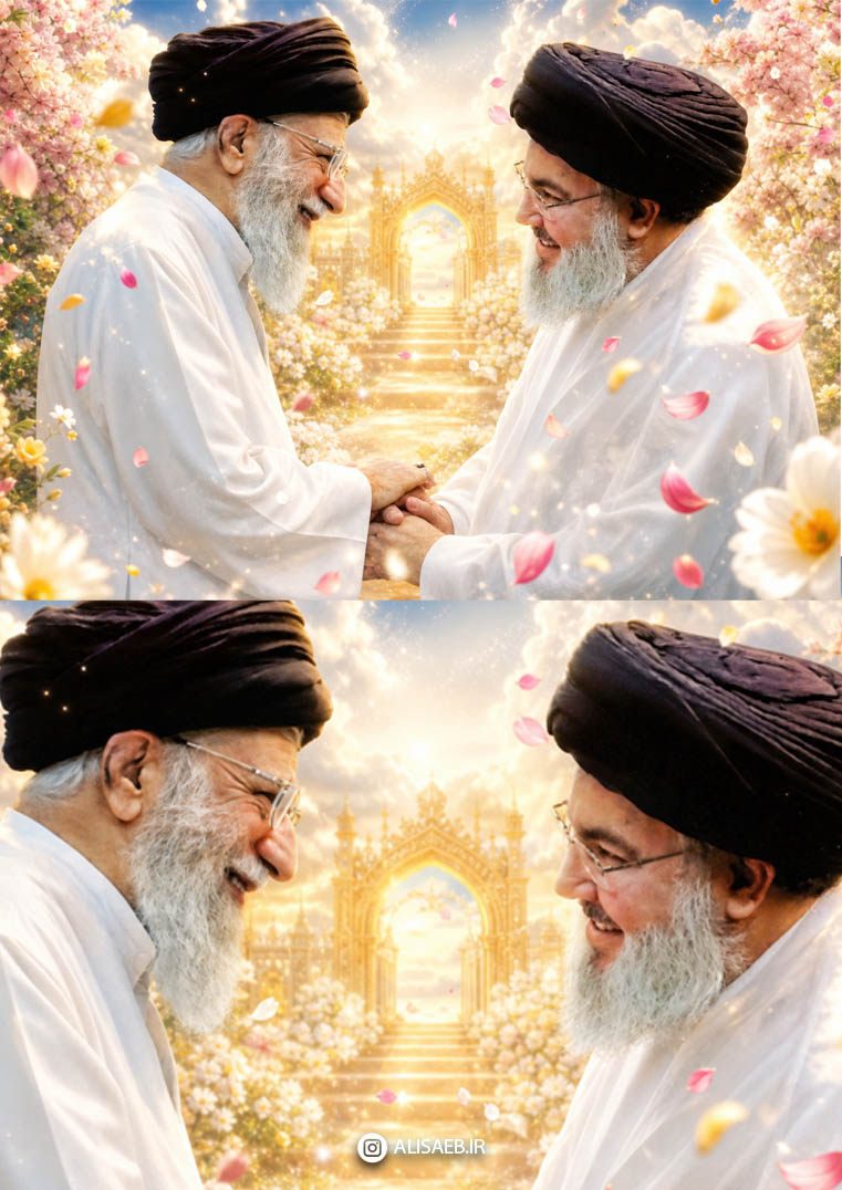 پوستر شهید سید علی خامنه ای و شهید سید حسن نصرالله