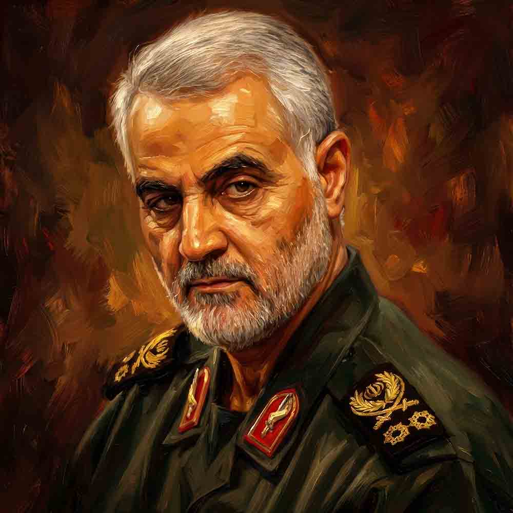 پرتره نقاشی دیجیتال سپهبد شهید حاج قاسم سلیمانی