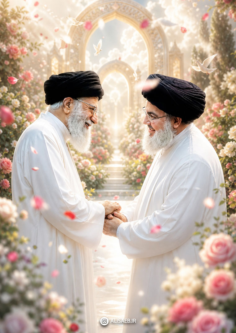 پوستر شهید سید علی خامنه ای و شهید سید حسن نصرالله