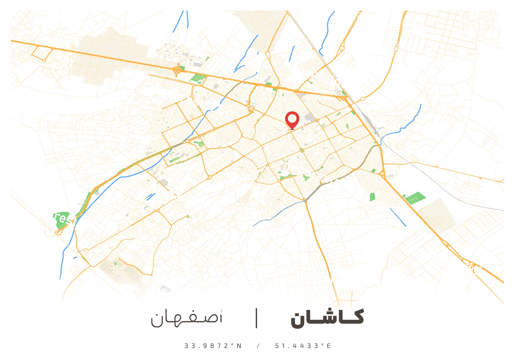 وکتور نقشه کاشان (رنگی)
