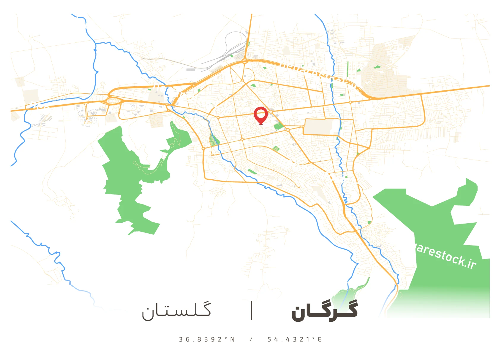 وکتور نقشه گرگان (رنگی)