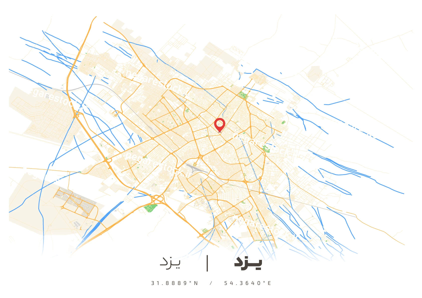 وکتور نقشه یزد (رنگی)