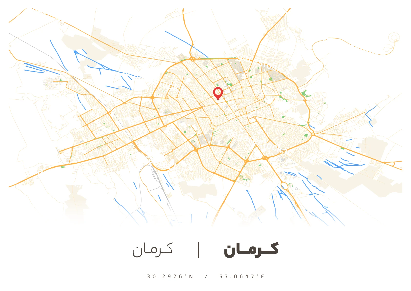 وکتور نقشه کرمان (رنگی)