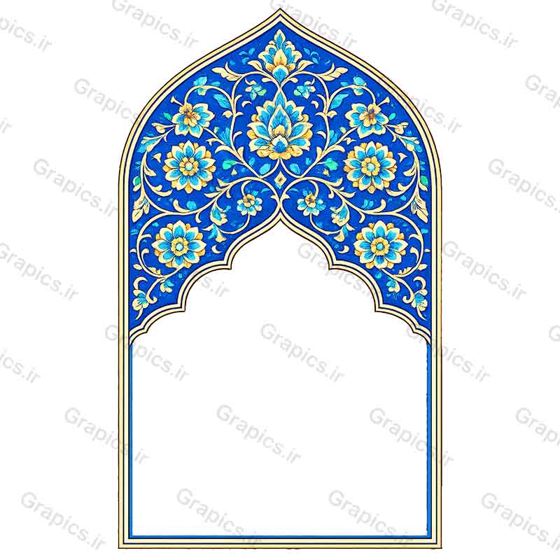 کادر تذهیب و اسلیمی محراب اصیل ایرانی مناسب اعلامیه هیئت