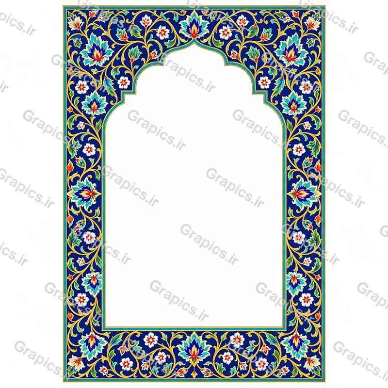 کادر تذهیب و اسلیمی محراب اصیل ایرانی مناسب اعلامیه هیئت
