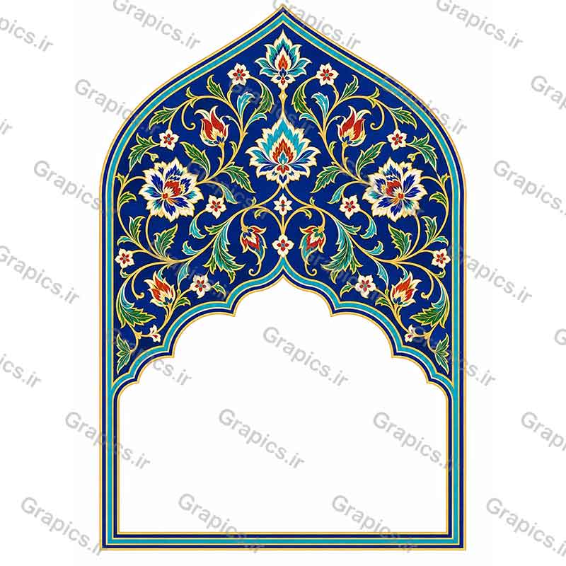 کادر تذهیب و اسلیمی محراب اصیل ایرانی مناسب اعلامیه هیئت