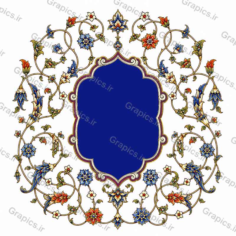 کادر تذهیب و اسلیمی لاجوردی اصیل ایرانی