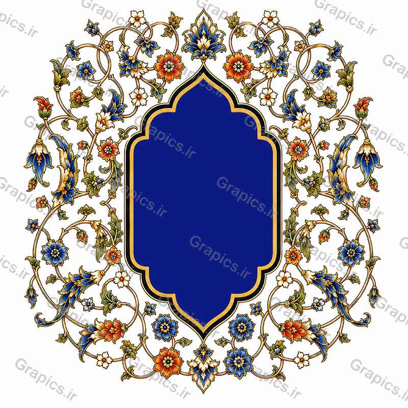 کادر تذهیب و اسلیمی لاجوردی اصیل ایرانی