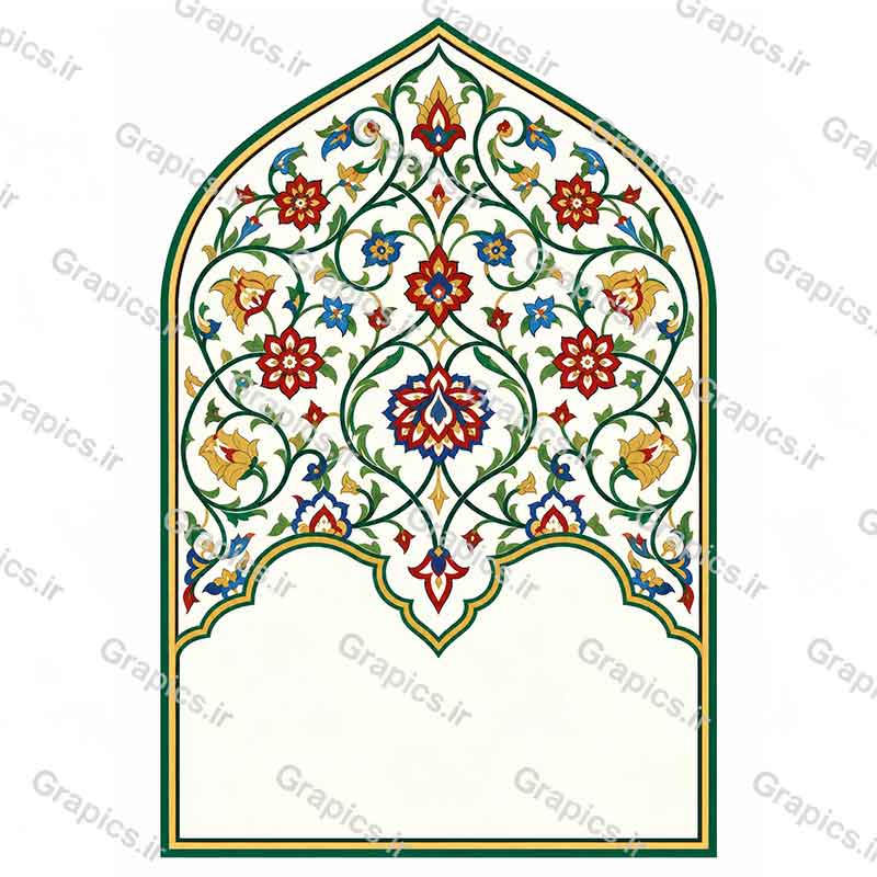 کادر تذهیب و اسلیمی محراب اصیل ایرانی مناسب اعلامیه هیئت